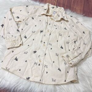 Carter’s Corduroy Button Down Shirt With Holiday Print - Boys Size 8